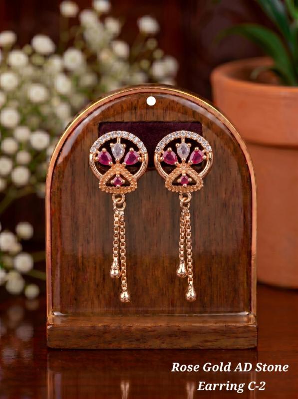 Rose gold ad Stone Earring C 2 Wholesale fashion jewelry India online